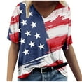 thumbnail image 1 of Xihbxyly Womens Plus Size Tops Summer Short Sleeve T-Shirt Casual Loose V Neck Tee Shirts July 4 Shirts for Women Independence Day Tops # Delivery Today Items Prime #3, 1 of 5