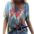 thumbnail image 1 of Xihbxyly Womens Plus Size Tops Summer Short Sleeve T-Shirt Casual Loose V Neck Tee Shirts July 4 Shirts for Women Independence Day Tops # Overstock Items Clearance All #4, 1 of 5
