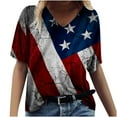 thumbnail image 1 of Xihbxyly Womens Plus Size Tops Summer Short Sleeve T-Shirt Casual Loose V Neck Tee Shirts July 4 Shirts for Women Independence Day Tops # Today' Deal #5, 1 of 5