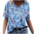 thumbnail image 1 of Xihbxyly Womens Plus Size Tops Summer Short Sleeve T-Shirt Casual Loose V Neck Tee Shirts July 4 Shirts for Women Independence Day Tops #2, 1 of 5
