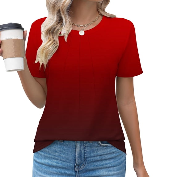 Xihbxyly Womens Summer Tunic Tops Women Casual Basic T Shirts Loose Fit Crewneck Short Sleeve Summer Fashion Loose Fit Plus Size Tops