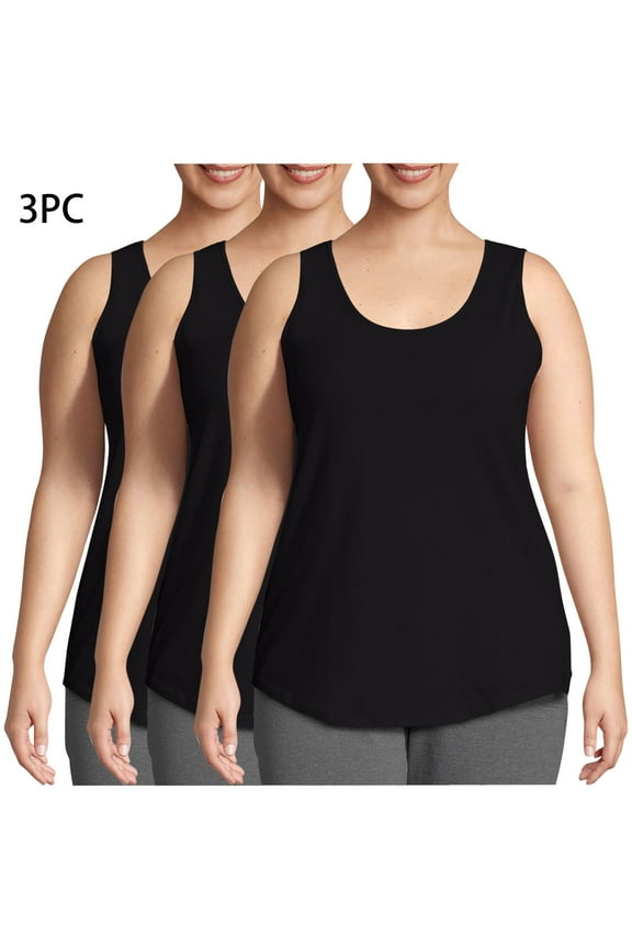 Womens Tops Summer Solid Color Sleeveless Tank Tops Plus Size Loose Fit Standard Straps Summer Tops