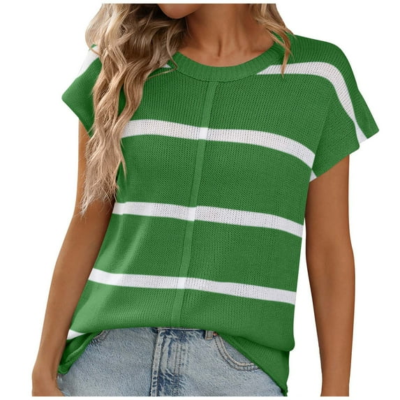 Xihbxyly Womens Tunic Tops Women's Short Sleeve Crew Neck T Shirts Loose Fit Tshirts Casual Summer Tops Blouses Tees 2024 Trendy Trendy Lightweight Soft Plus Size Tops Summer Saving Clearance Tops