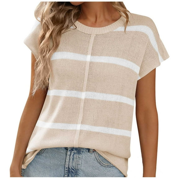 Xihbxyly Womens Tunic Tops Women's Short Sleeve Crew Neck T Shirts Loose Fit Tshirts Casual Summer Tops Blouses Tees 2025 Trendy Trendy Lightweight Soft Plus Size Tops