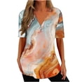 thumbnail image 1 of Xihbxyly Zippered Tops for Women Plus Size V Neck T Shirts Women Short Sleeve Shirt Half Zipper Blouse Loose Comfortable Print Top Blouse Graphic Tee Shirts 2025 Summer Tops #4, 1 of 5