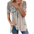 thumbnail image 1 of Xihbxyly Zippered Tops for Women Plus Size V Neck T Shirts Women Short Sleeve Shirt Half Zipper Blouse Loose Comfortable Print Top Blouse Graphic Tee Shirts 2025 Summer Tops #4, 1 of 6