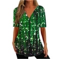 thumbnail image 1 of Xihbxyly Zippered Tops for Women Plus Size V Neck T Shirts Women Short Sleeve Shirt Half Zipper Blouse Loose Comfortable Print Top Blouse Graphic Tee Shirts 2024 Summer Tops #4, 1 of 5