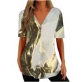 thumbnail image 1 of Xihbxyly Zippered Tops for Women Plus Size V Neck T Shirts Women Short Sleeve Shirt Half Zipper Blouse Loose Comfortable Print Top Blouse Graphic Tee Shirts 2024 Summer Tops #4, 1 of 5