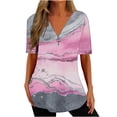 thumbnail image 1 of Xihbxyly Zippered Tops for Women Plus Size V Neck T Shirts Women Short Sleeve Shirt Half Zipper Blouse Loose Comfortable Print Top Blouse Graphic Tee Shirts 2024 Summer Tops #4, 1 of 5