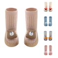 thumbnail image 1 of Xijirk 3D Mushroom Baby Floor Socks Non Slip Mid Calf Infant Walking Socks Khaki,0-6 Months, 1 of 9