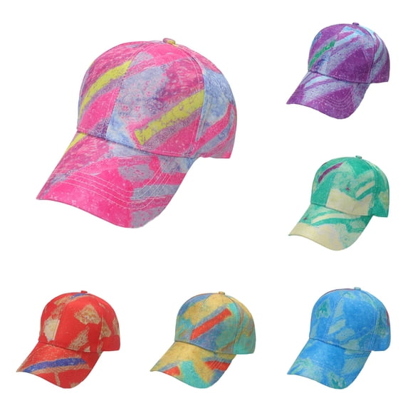 Xijirk Abstract Print Baseball Cap Colorful Pattern Curved Brim Headwear for Beach Outdoor Walking Daily Casual Activities,Pink,M