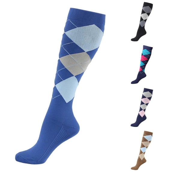 Xijirk Argyle Knee High Socks Women Classic Plaid Knit Knee Length Socks Casual Preppy Daily Outfits Size:L