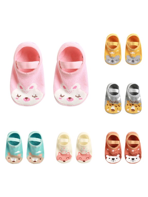 Xijirk Baby Animal Face Sock Shoes Toddler Jacquard Socks with Strap for First Steps Indoor Play Home Time,2-3 Years