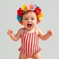 thumbnail image 1 of Xijirk Baby Girls' Striped One-Piece Swimsuit Ruffle Hem Design for Summer Beach,9-12 Months, 1 of 6