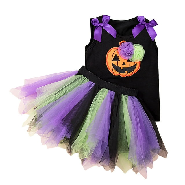 Xijirk Baby Halloween Costumes,Toddler Girls Cartoon Pumpkin Sleeveless