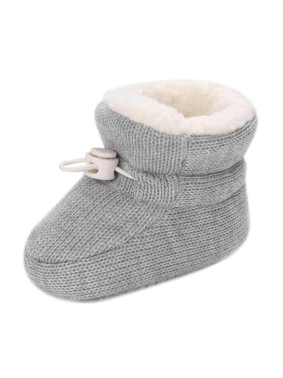 Xijirk Baby Knit Booties with Drawstring Toggle Closure and Plush Lining for Daily Wear and Colder Days,12-18 Months