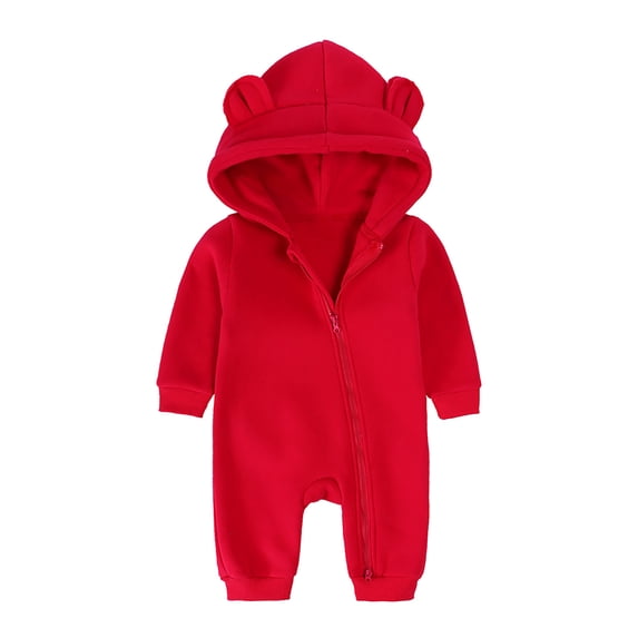 Xijirk Baby Snowsuit,Unisex Baby Long Sleeve Zipper Bear Ears Hooded Jumpsuits Warm Romper Loose Outfit Clothes,Size 0-3 Months