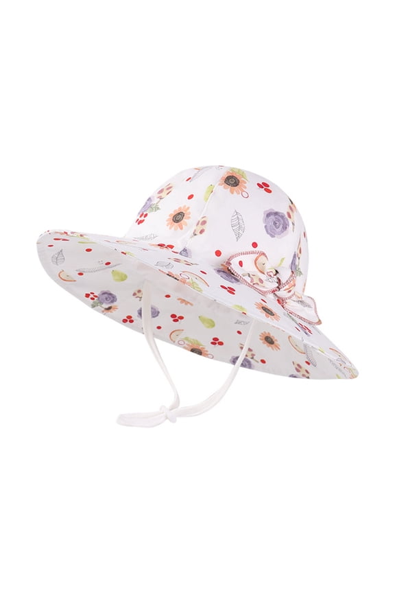 Baby Sun Hat Floral Adjustable Strap Wide Brim Toddler Bucket Hats Summer Outdoor Play Beach Activities Daily Wear,Z03 Purple,6-12 Months