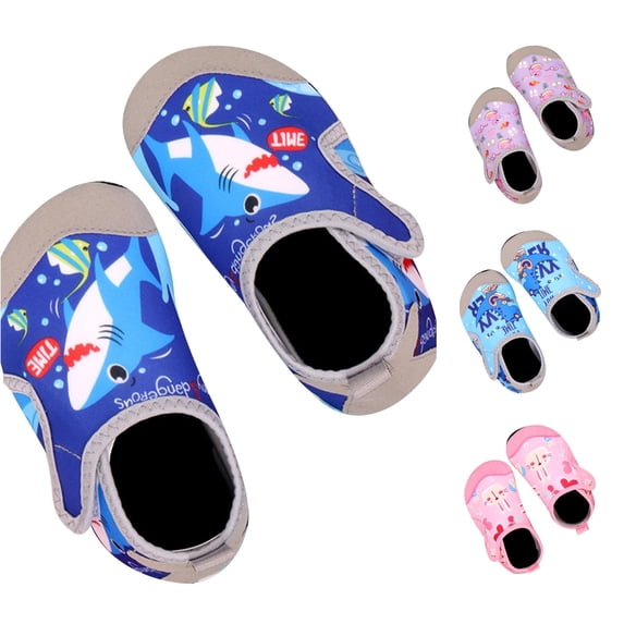 Xijirk Baby Toddler Water Shoes Shark Print Aqua Socks Non- Swim Shoes Blue,2.5-3.5 Years