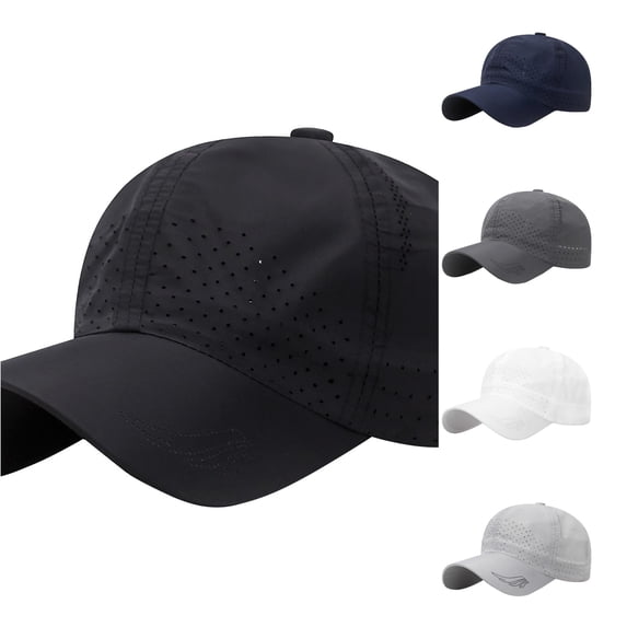 Xijirk Baseball Cap Perforated Breathable Curved Brim Sport Hat for Running Outdoor Daily Wear,Black,One Size