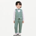 thumbnail image 1 of Xijirk Boys 3‑Piece Formal Tuxedo Suit Slim Fit Vest Dress Shirt Pants with Bow Tie for Party Performance Wear,3-4 Years, 1 of 5