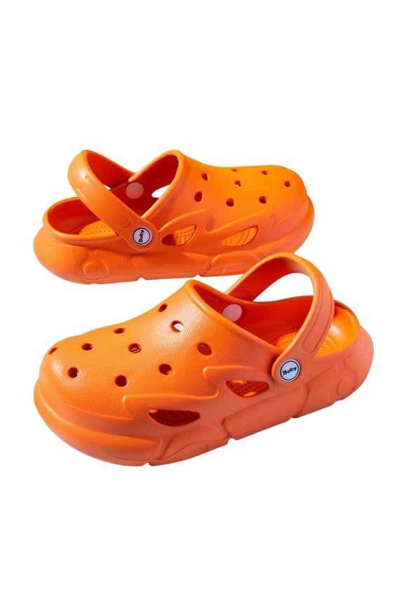 Boys Breathable Clogs for Kids Summer Sandals Lightweight Flexible for Outdoor Beach Play Comfortable Everyday Wear,Orange,3.5-4 Years