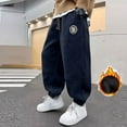 thumbnail image 1 of Xijirk Boys Elastic Waist Sweatpants Drawstring Joggers Warm Pants for Kids Active Outdoor Play Comfortable Casual Wear,Z01 Navy,9-10 Years, 1 of 8