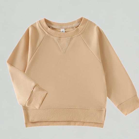 Xijirk Boys Girls Crewneck Sweatshirt Solid Color Long Sleeve Pullover Casual Top for Toddler Daily Wear,12-18 Months