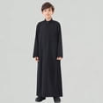 thumbnail image 1 of Xijirk Boys Long Sleeve Arabic Thobe Traditional Kaftan Robe for Teenage Boys Elegant National Wear,7-8 Years, 1 of 9