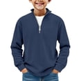 thumbnail image 1 of Xijirk Boys Long Sleeve Shirts, Corduroy Quarter Zip Pullover Sweater Casual Collared Top Ribbed Fashion Sweatshirt for Daily Wear,Boys Shirts,Navy,7-8 Years, 1 of 6