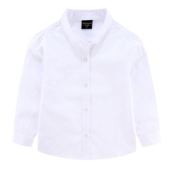 Xijirk Boys Long Sleeve Shirts, and Children Long Sleeve Button White Shirt Performance for School and Casual Wear,Boys Shirts,White,3-4 Years