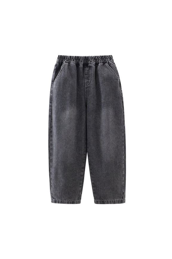 Boys Pants,Jeans Classic Straight Leg Durable Denim Casual Clothing with Comfortable Stretch Fabric Easy Fit for Casual Outdoor,Grey,8-9 Years