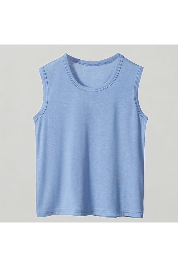 Xijirk Boys Ribbed Knit Sleeveless Muscle Tank Top Soft Breathable Wicking Athletic Casual Top for Summer Daily Wear,8-9 Years