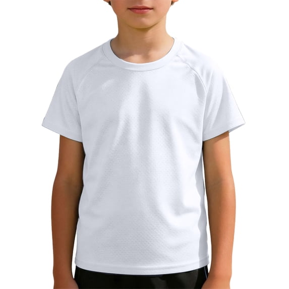 Xijirk Boys Solid Short Sleeve Tee Crew Neck Casual Soft Breathable Lightweight Shirt for Everyday Wear,11-12 Years,White