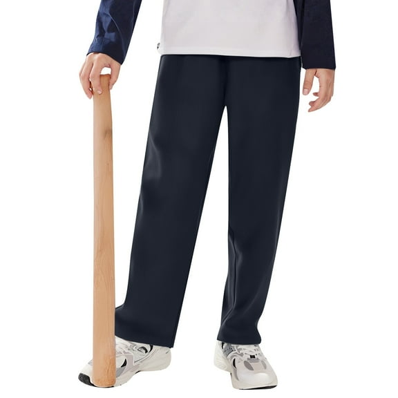 Xijirk Boys Sweatpants,Dress Pants for School and Party Elastic Waist Solid Color Formal Trousers Comfortable Everyday Wear for Kids,Boys Pants,01 Navy,3-4 Years