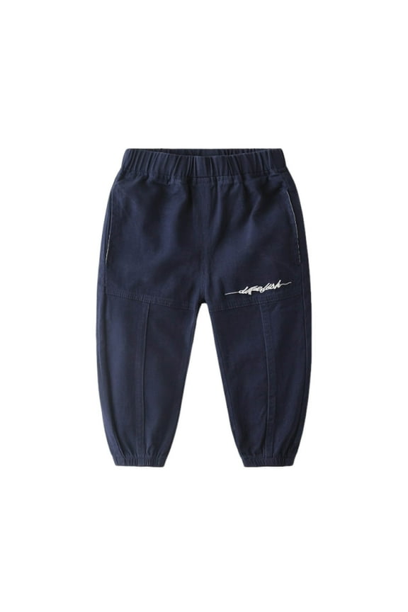 Boys Sweatpants,Pants for Toddlers and Kids Comfortable Elastic Waist Casual Outdoor Play Pure Color Loose Fit Breathable Spring Summer,Boys Pants,01 Navy,3-4 Years