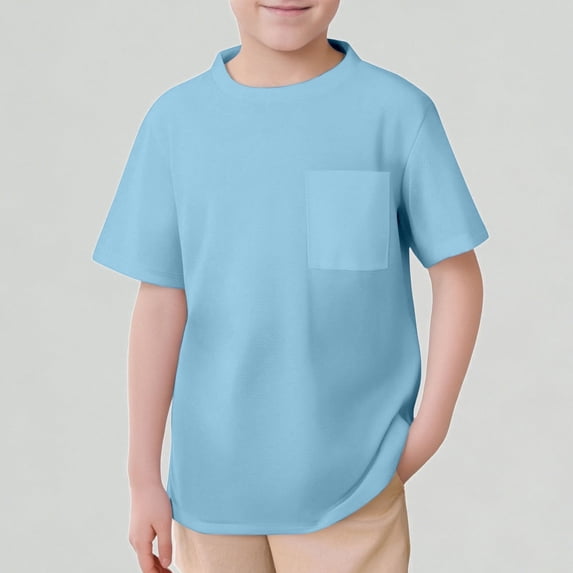 Xijirk Boys T Shirts Breathable Kids Mesh Pocket T-Shirt Comfortable Crew Neck Tee and Girls Toddler Children Casual Wear,10-11 Years