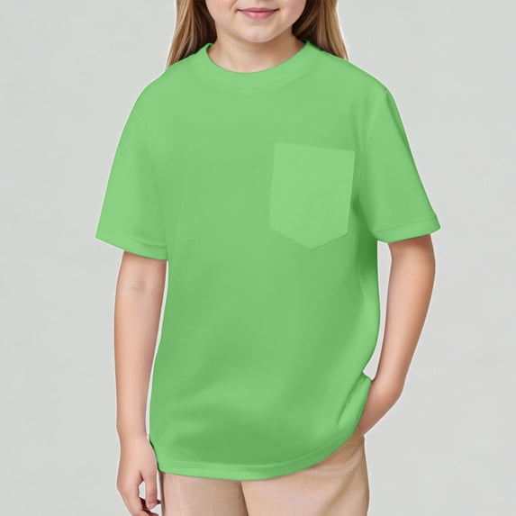 Xijirk Boys T Shirts Breathable Mesh Pocket T-Shirt Crew Neck Casual Short Sleeve Top Comfortable Kids Tee,8-9 Years
