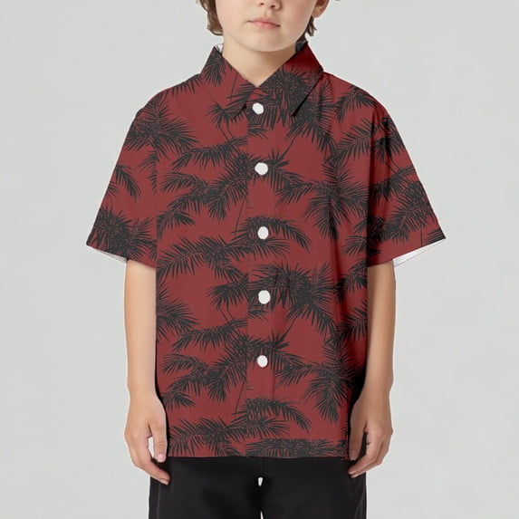 Xijirk Boys T Shirts Casual Beach Shirt Loose Fit Comfortable Short Sleeve Button Down Collar Top for Children,10-11 Years