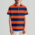 thumbnail image 1 of Xijirk Boys T Shirts Casual Short Sleeve Striped Polo Shirt Featuring Functional Chest Pocket for Play and Everyday Wear,11-12 Years, 1 of 3