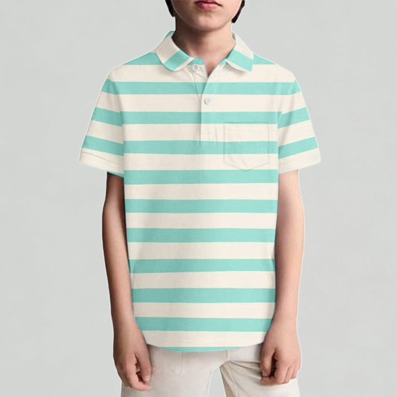 Xijirk Boys T Shirts Casual Short Sleeve Striped Polo Shirt Featuring Functional Chest Pocket for Play and Everyday Wear,13-14 Years