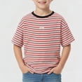 thumbnail image 1 of Xijirk Boys T Shirts Summer Casual Short Sleeve Crew Neck Striped Tee Loose Fit Comfortable Top for Children,11-12 Years, 1 of 6