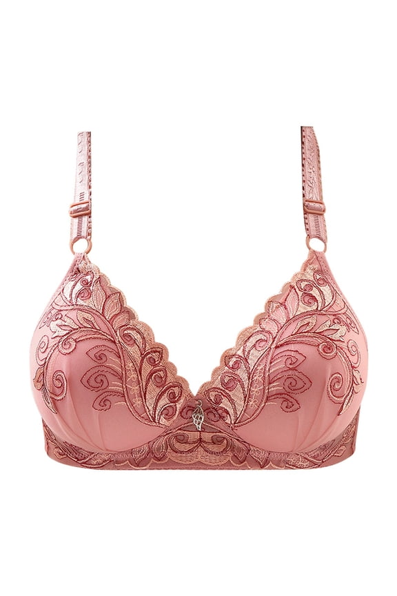 Bras for Women,Beautifully Embroidered Floral Push Up Bra Pair Support Comfort Thin Fashion Design Bra for Everyday Style,Sports Bras for Women,Light Pink,36