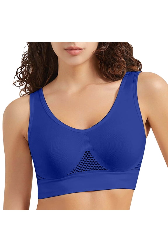 Bras for Women,Breathable Mesh Sports Bra Supportive Workout Top Running Yoga Fitness with Lace Back Design Bra for Active Comfort,Sports Bras for Women,Blue,4XL