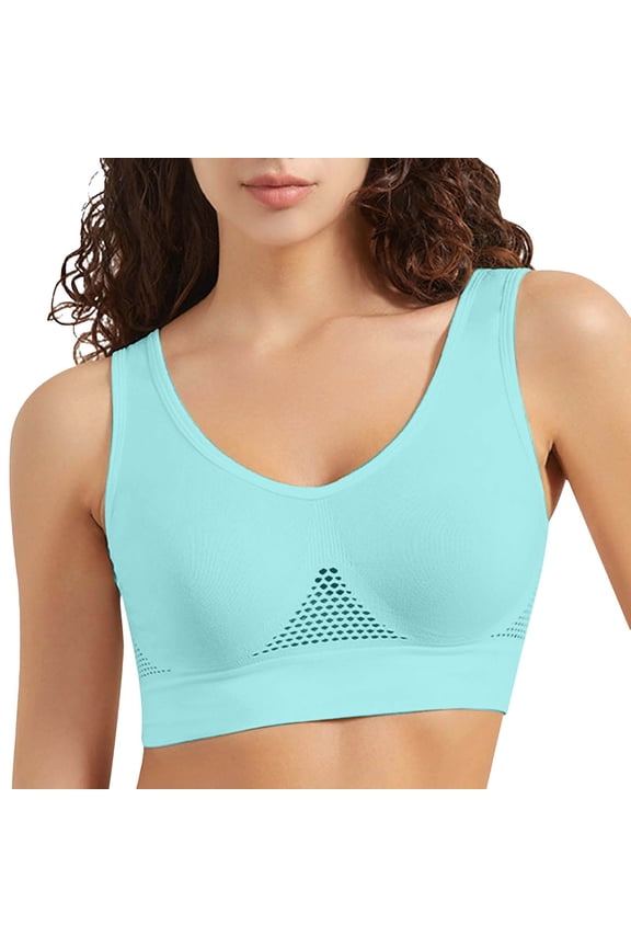 Bras for Women,Breathable Mesh Sports Bra Supportive Workout Top Running Yoga Fitness with Lace Back Design Bra for Active Comfort,Sports Bras for Women,Mint Green,4XL