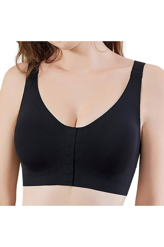 Bras for Women,Post Chest Reconstruction Bra for Daily Wear Front Closure Seamless Bra for Cancer Recovery Support,Sports Bras for Women,Black,L