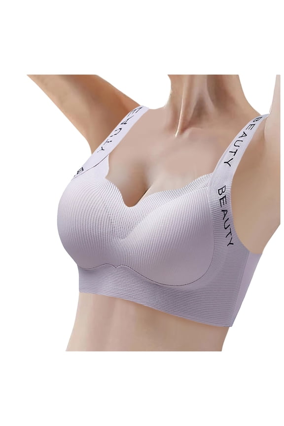 Bras for Women,Seamless Lift Up Plus Size Bra Full Cup Push Up Design No Underwire Retraction Anti Sag Bra for Everyday Wear,Sports Bras for Women,Purple,M