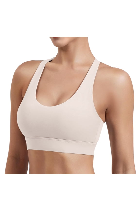 Bras for Women,Sports Bra Backless Push Up No Underwire Padded High Impact Bustier Wide Straps Fitness Jogging Bra for Active Workouts,Sports Bras for Women,Pink,L