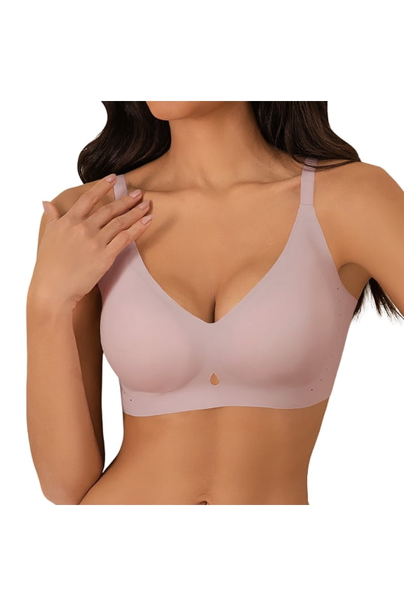 Bras for Women,Supportive Seamless Bralette Lift Push Up Non Padded Wire Free Comfort Thin Breathable Soft Bra for Daily Comfort,Sports Bras for Women,Pink,L