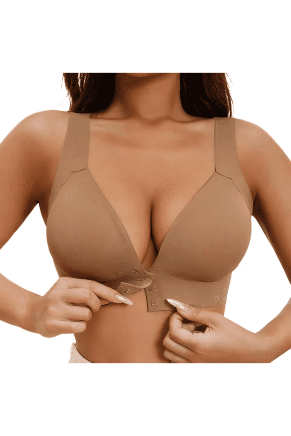 Bras for Women,Supportive Wireless Front Closure Bra with Removable Soft Padding Sag Design Bra for Everyday Comfort,Sports Bras for Women,Coffee,M